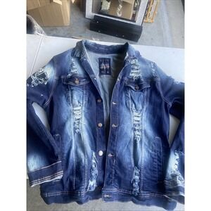Copper Rivet Jacket Mens Distressed Jean Denim Button Adult 3xl